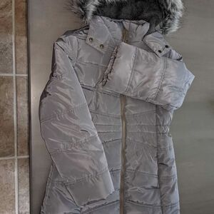 Calvin Klein Jeans Silver Hooded Puffer Jacket